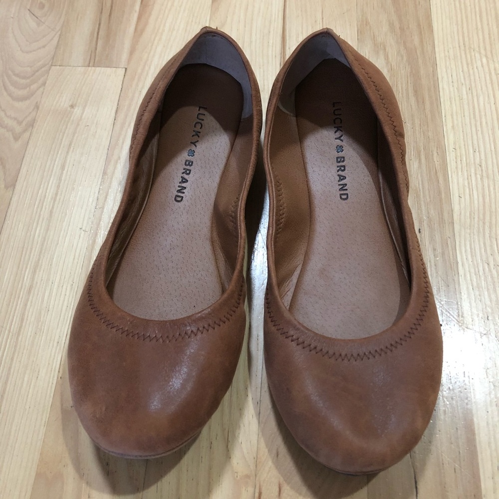 Lucky Brand Emmie Cognac Leather Flats